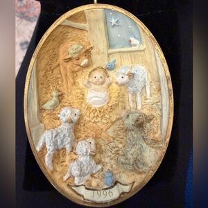 Hallmark Gold and Blue Nativity Ornament D7